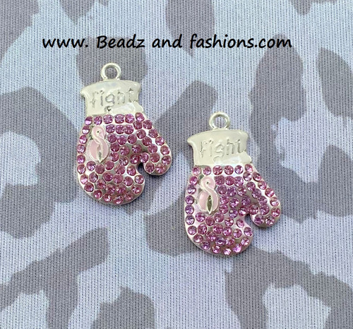 Breast cancer bling charm
