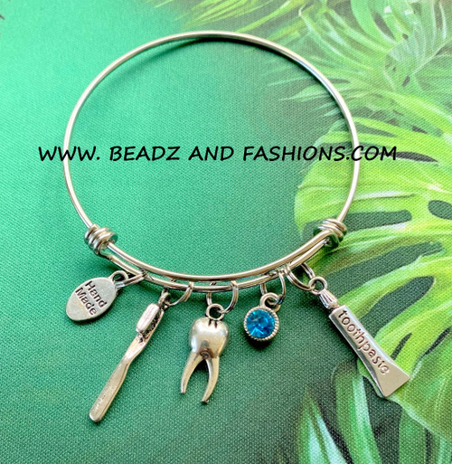 DENTAL charm ADJUSTABLE silver bracelet #1