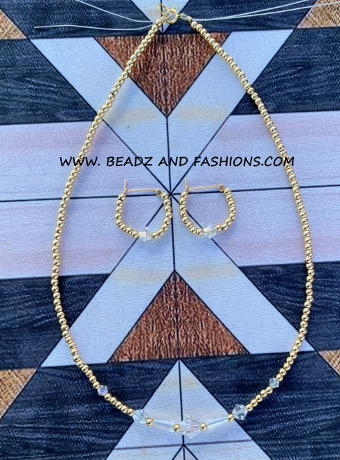14k gold 2pc CLEAR teardrop kids set #1E