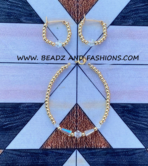 14k gold 2pc CLEAR Teardrop set kids #1