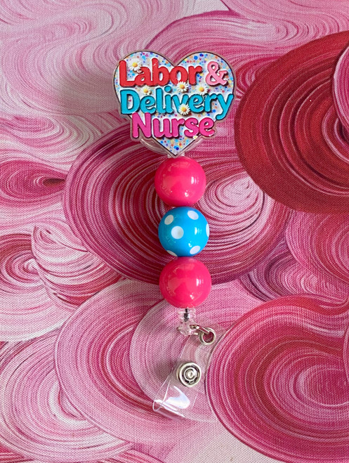 Labor & Delivery beaded badge reel #7
