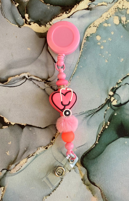 Pink scope Beadable badge  #1