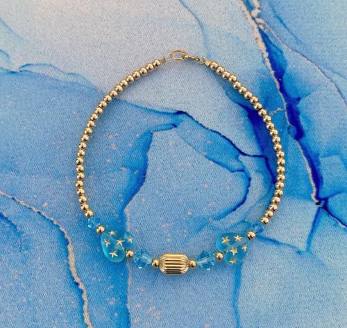 14k gold March stardust & tube bracelet #1