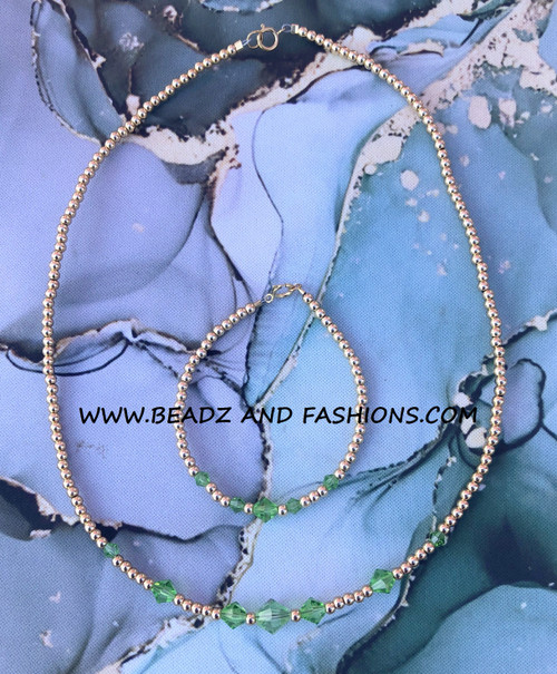 14k gold 2pc AUGUST BIRTHSTONE SET #1
