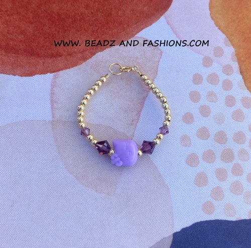 14k gold kitty february bracelet #3