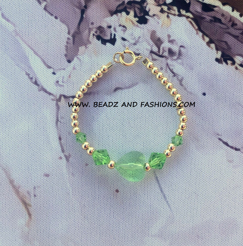 14k gold August heart bracelet kids #3