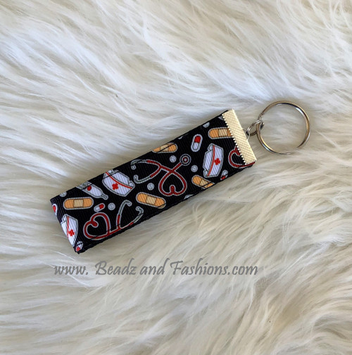 Long Black medical fob keychain #1
