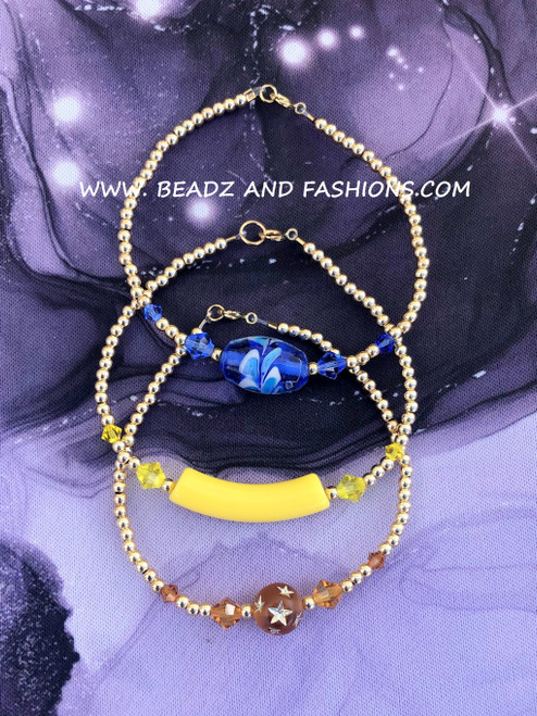 14k gold 3pc MIX bracelet set #30