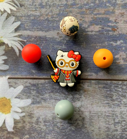 5pc Kitty silicone beads kit #1