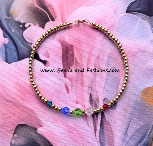 14k gold 5 color birthstone bracelet #1