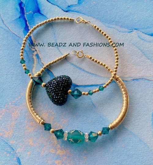 14k Gold 2PC MAY heart & stardust stack mix set #1