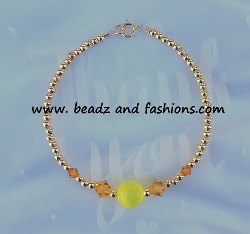 14k gold yellow cat eye bracelet #2