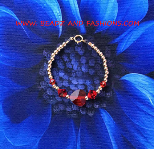 14k gold July heart bracelet kids