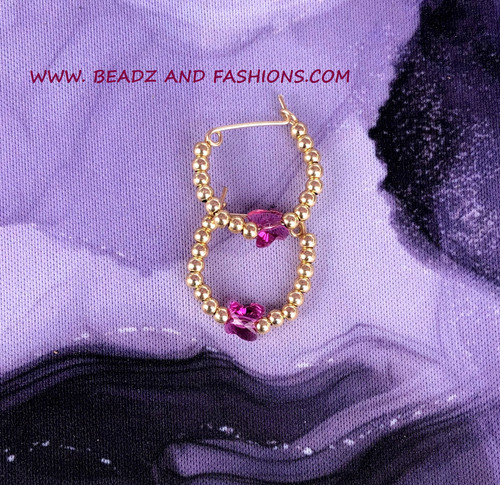 14k gold XS fuchsia  butterfly earrings