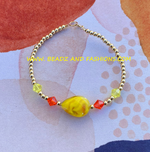 14k gold YELLOW TEADROP bracelet #1