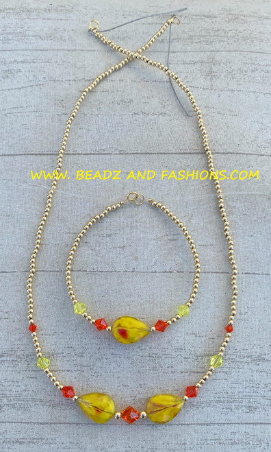 14k gold 2pc YELLOW TEARDROP set #1B
