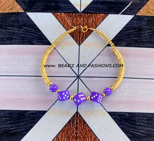 14k gold purple dice medium Bangle #1