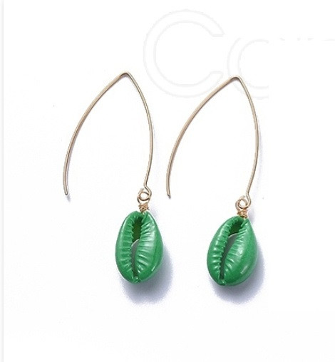 GREEN SHELL dangle earrings