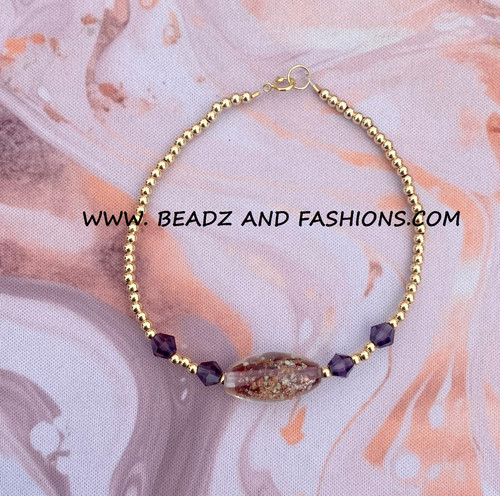 14k gold PURPLE oval swirl bracelet #2