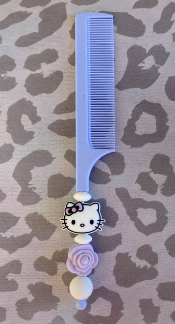 KITTY purple beaded hair comb #4