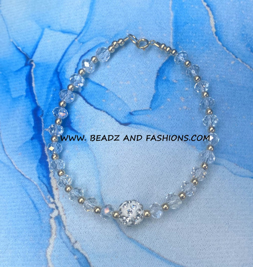 14k gold ANY COLOR pave RONDELLE bracelet #1