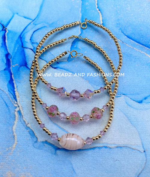 14k gold 3pc JUNE STACK bracelet set #7