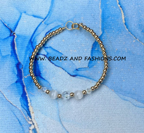 14k gold Any color cat eye bracelet kids #2
