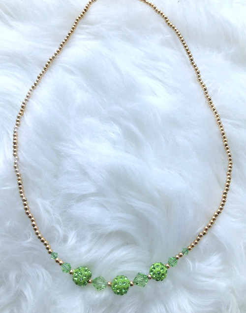 14k gold filled green pave necklace