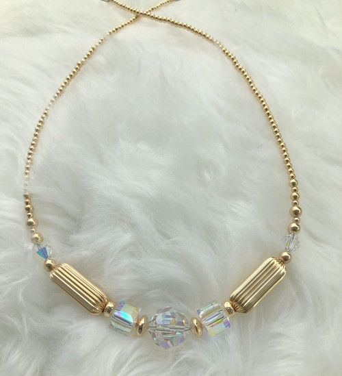 14k gold filled clear & gold chunky necklace