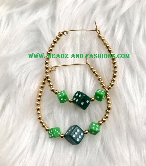 14k gold filled green dice mix  earring