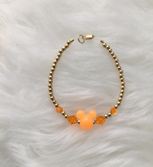 14k gold mickey mouse orange bracelet