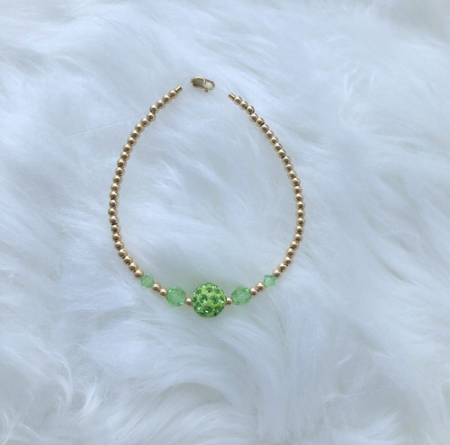 14k gold August green pave bracelet