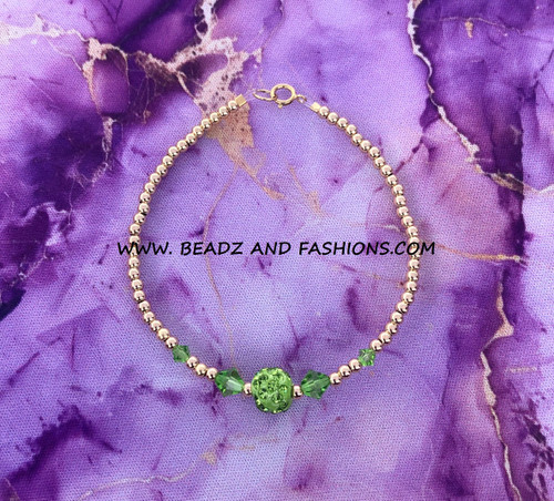 14k gold August pave bracelet