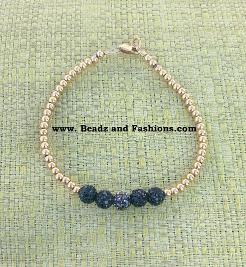 14k gold Mini black pave bracelet