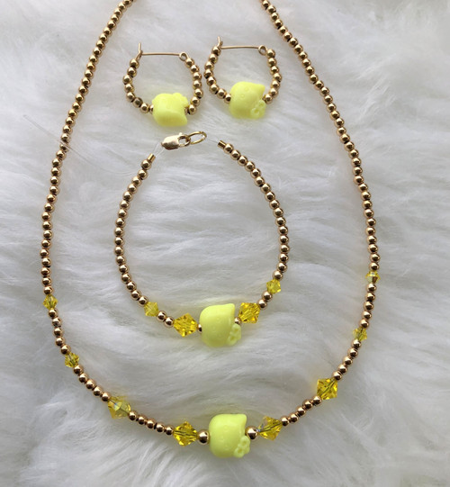 14k gold filled yellow 3pc hello kitty set