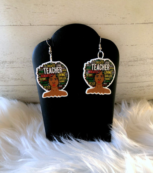 Afro teacher earrings