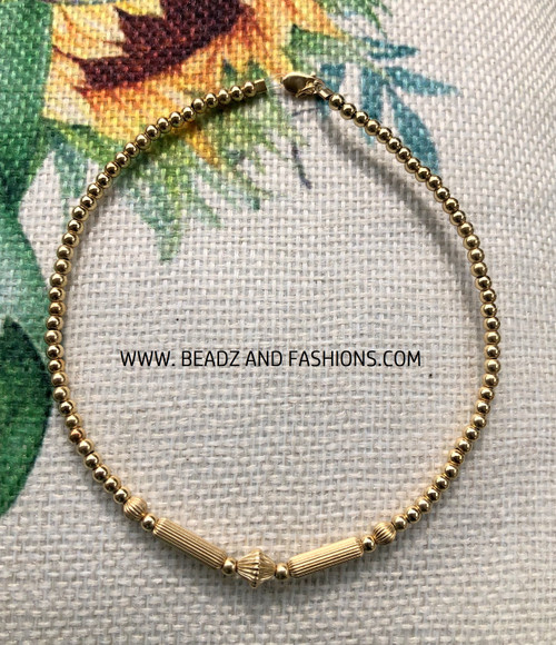 14k Gold All gold Shell Anklet #1