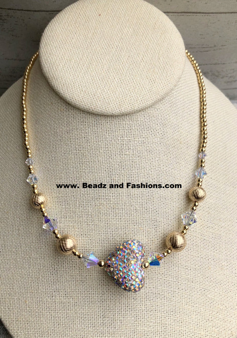 14k gold filled XL Chunky pave heart necklace #2