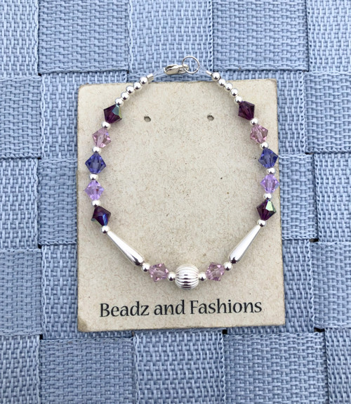 Sterling silver purple mix crystal bracelet
