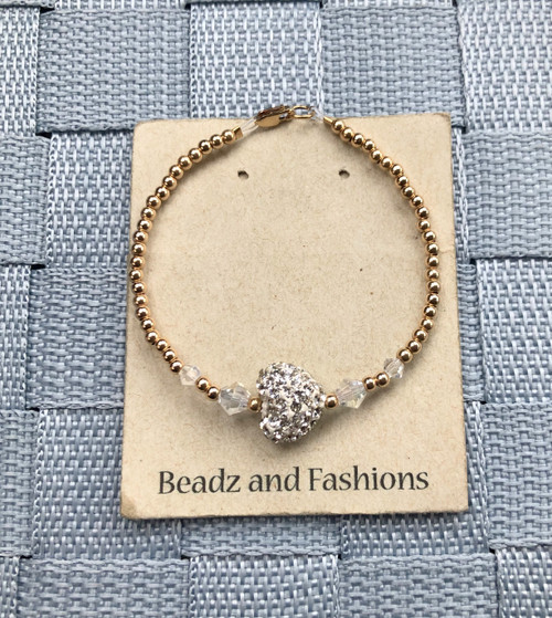 14k gold filled med heart pave bracelet #2