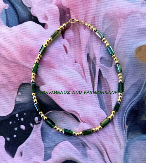 14k gold green cube bracelet