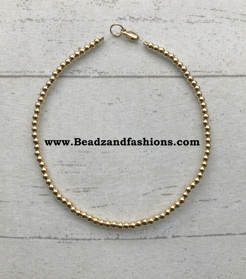 14k All gold small plain bracelet #1
