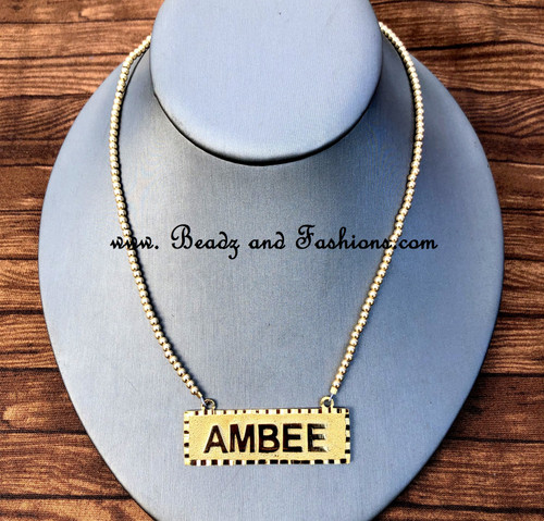 14k Plain ALL GOLD name plate necklace