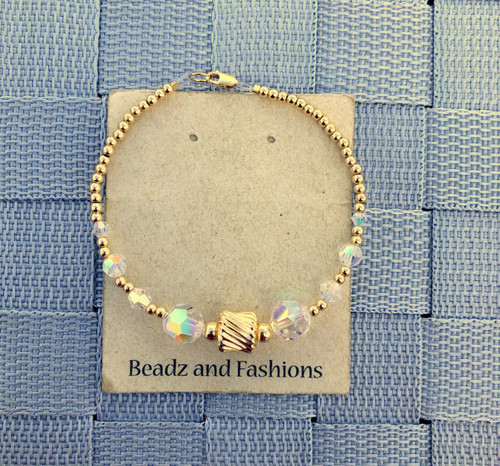 14k gold Clear medium tunnel bracelet.