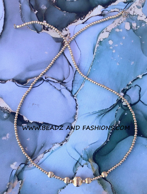 14k gold All gold ball necklace #1A