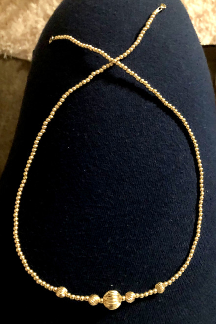 14k gold All gold ball necklace #1A