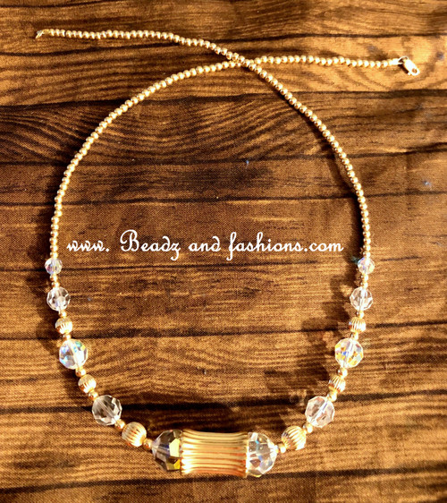 14k gold filled Chunky Tunnel & clear necklace #2