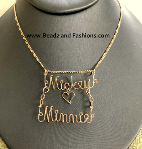14k gold filled Double wire nameplate with necklace.