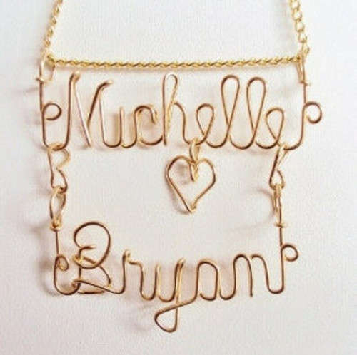 14k gold filled Double wire nameplate with necklace