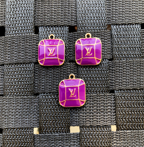 Purple square metal charm